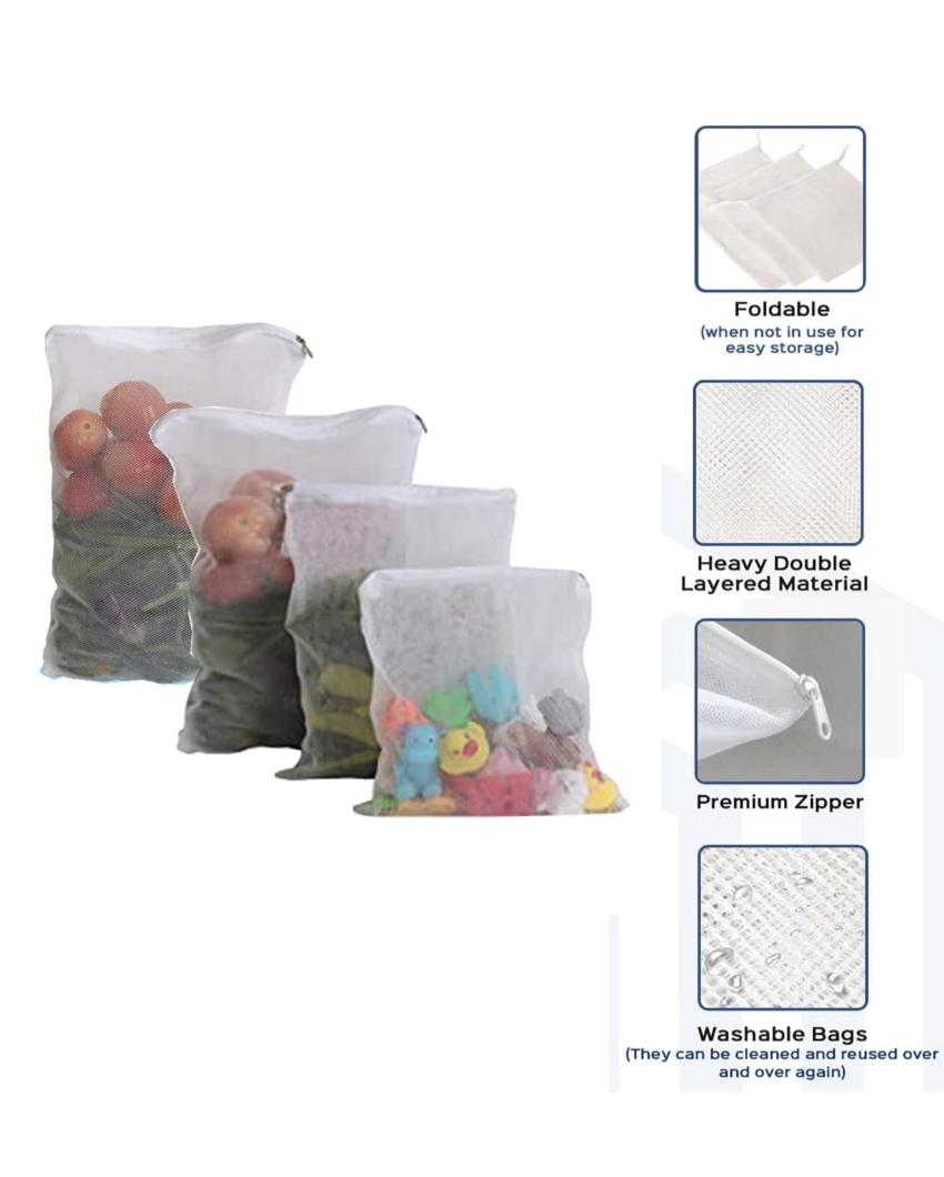 Reusable Mesh Fridge Organiser Vegetable Bags | Pack of 8