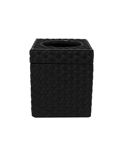 Stylish Square Woven Pattern Faux Leather Tissue Box | 5 x 5 inches