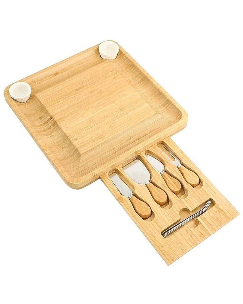 Slide Drawer Elegant Cheese Board Set | 19 x 19 x 3 inches