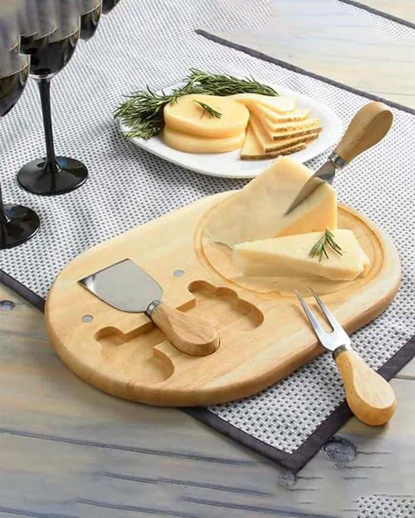 Chic Bamboo Cheese Board With Knife Set | 7 x 3 inches