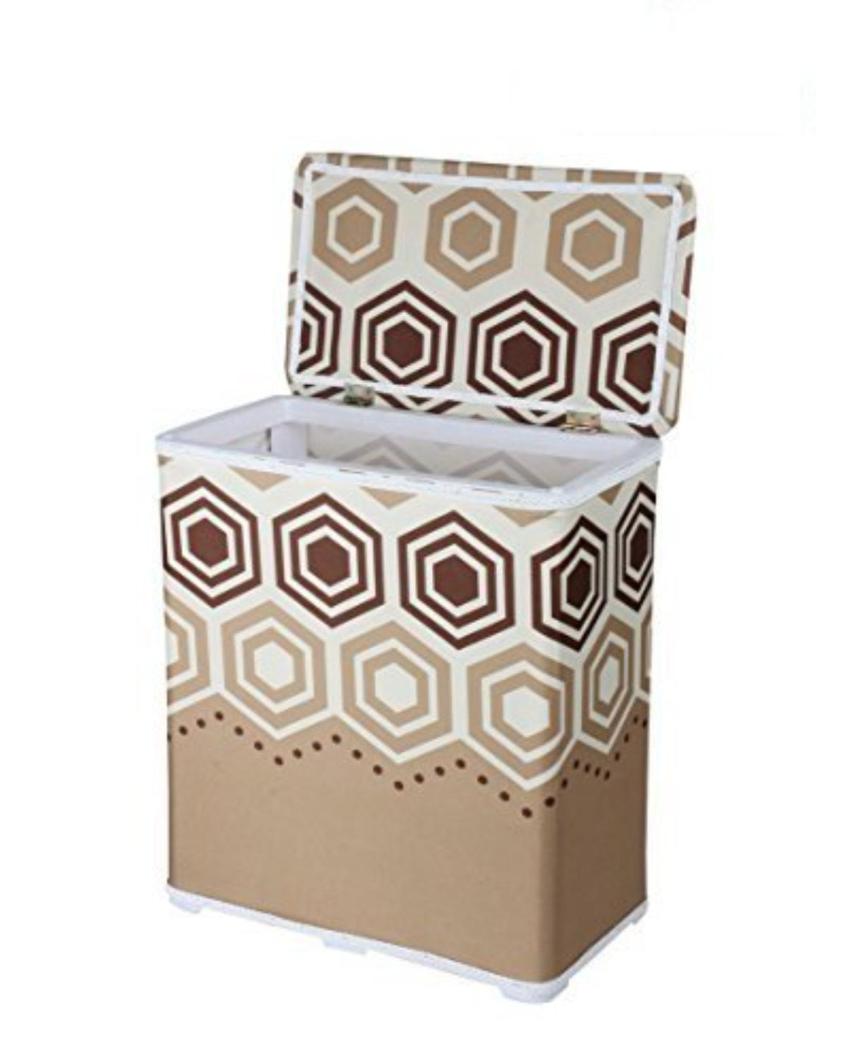 Hexagon Print Design Multicolor Collapsible Laundry Basket | 19 x 11 x 22 inches | 10L