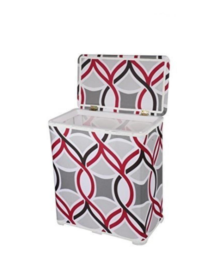 Lattice Print Design Multicolor Laundry Basket | 19 x 11 x 22 inches | 10L