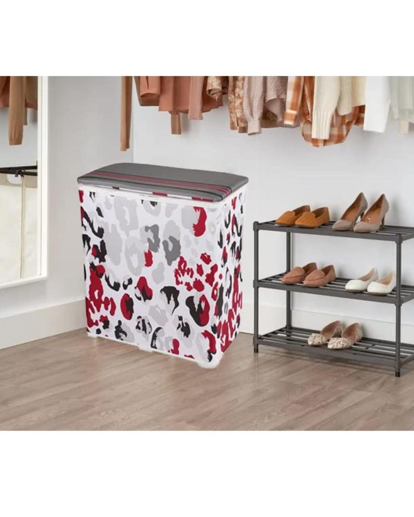 Leopard Print Design Multicolor Collapsible Laundry Basket | 19 x 11 x 22 inches | 10L