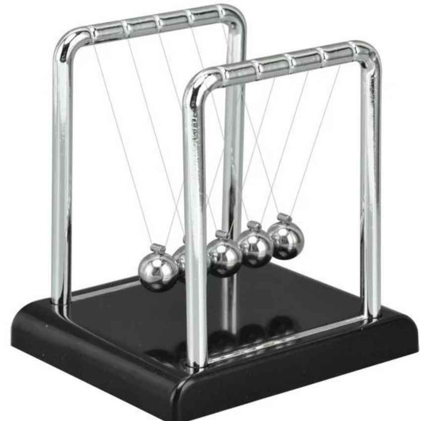 Compact Motion Display Newton Cradle Pendulum Small Metal Swing Balance Collision Balls | 5 x 4 x 5 inches