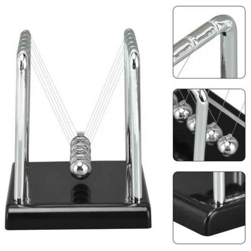 Compact Motion Display Newton Cradle Pendulum Small Metal Swing Balance Collision Balls | 5 x 4 x 5 inches