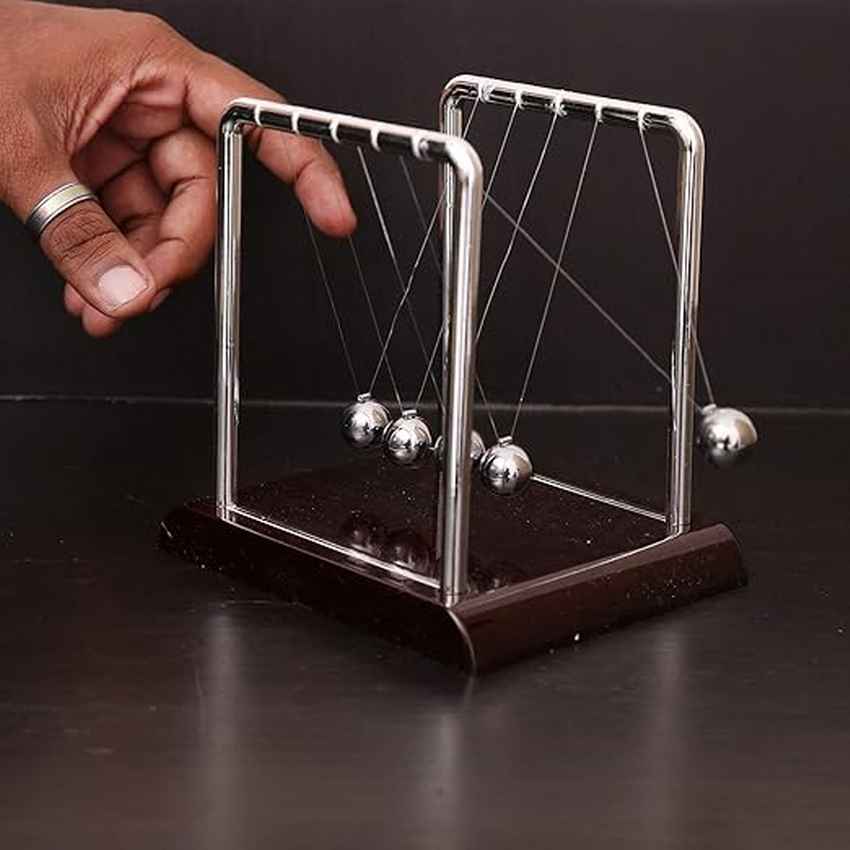 Compact Motion Display Newton Cradle Pendulum Small Metal Swing Balance Collision Balls | 5 x 4 x 5 inches