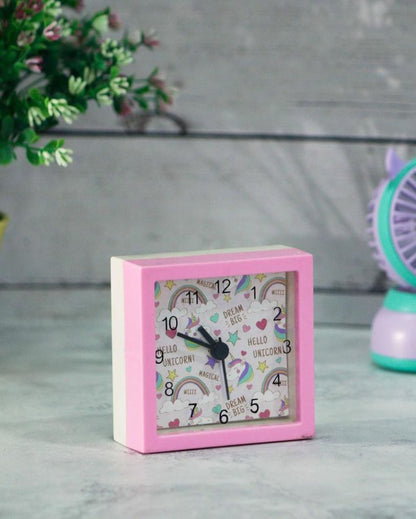 Square Pink Beep Alarm Table Clock | 4 x 2 inches