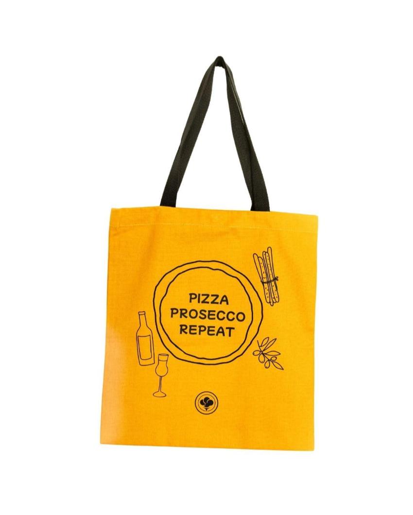 Printed Yellow Canvas Tote Bag | 16 x 14 inches