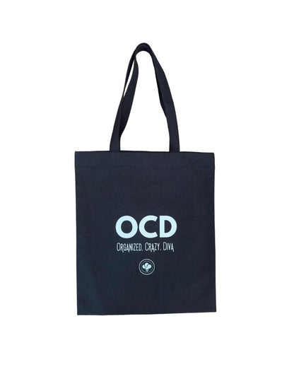 Printed Black Canvas Tote Bag | 16 x 14 inches