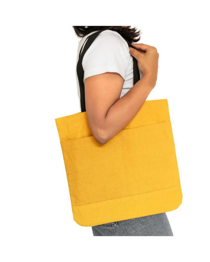 Unique Yellow Canvas Tote Bag with Magnetic Button | 16 x 14 inches