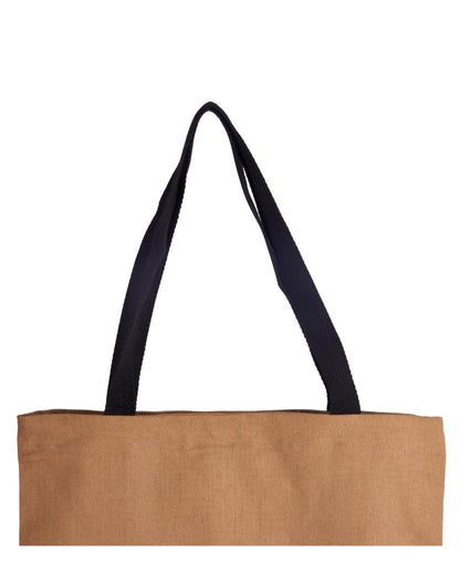 Printed Brown Canvas Tote Bag with Magnetic Button Closure | 16 x 14 inches