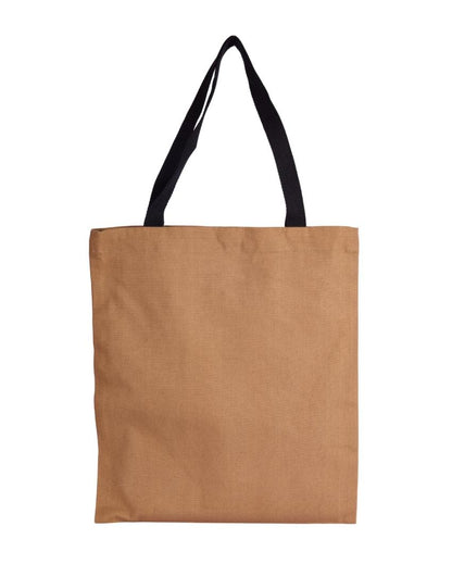 Printed Brown Canvas Tote Bag with Magnetic Button Closure | 16 x 14 inches