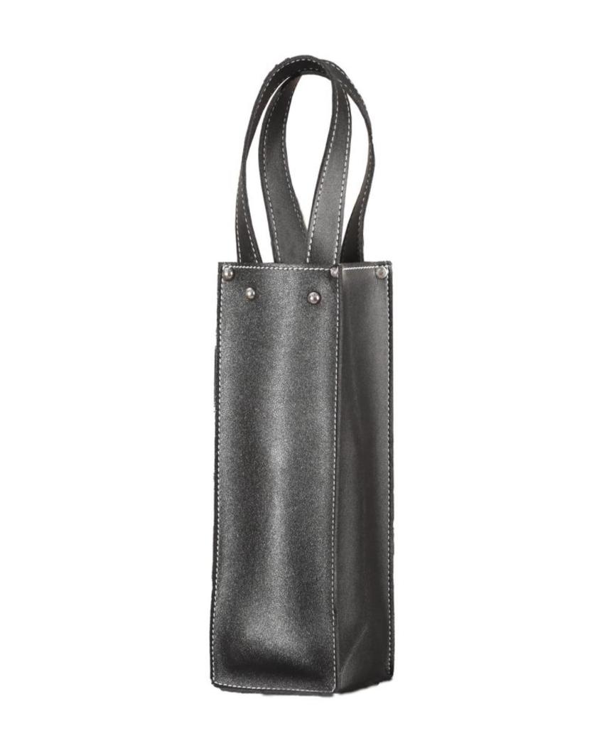 Classic Single Compartment Faux Leather Wine Bottle Bag | 11 x 3 x 11 inches