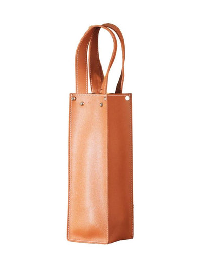 Classic Single Compartment Faux Leather Wine Bottle Bag | 11 x 3 x 11 inches