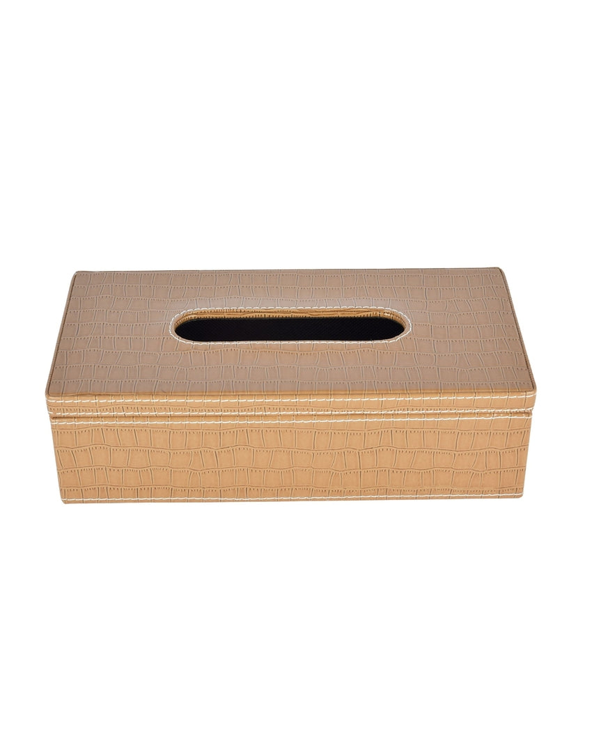 Stylish Rectangle Croc Pattern Faux Leather Tissue Box | 11 x 5 x 3 inches