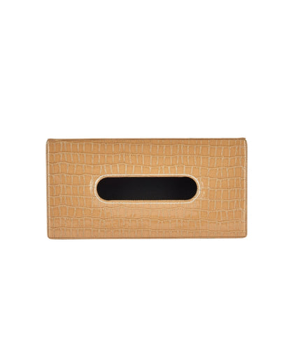 Stylish Rectangle Croc Pattern Faux Leather Tissue Box | 11 x 5 x 3 inches