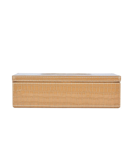 Stylish Rectangle Croc Pattern Faux Leather Tissue Box | 11 x 5 x 3 inches