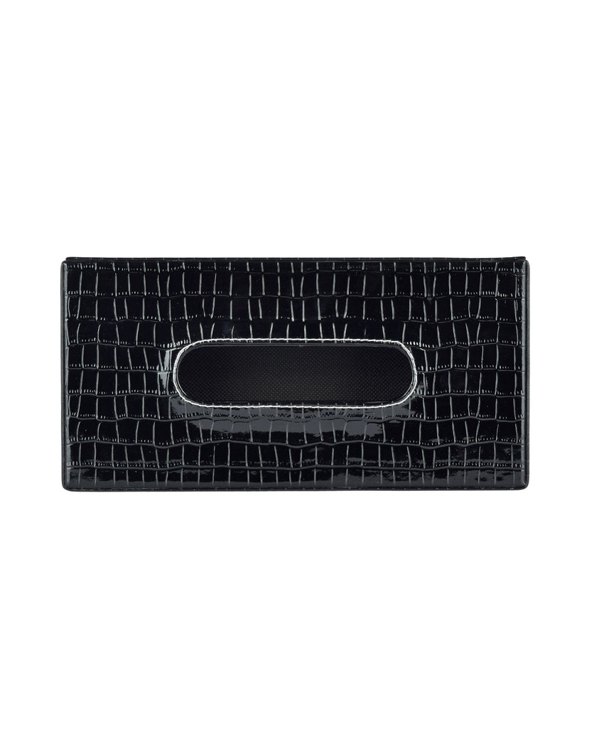 Stylish Rectangle Croc Pattern Faux Leather Tissue Box | 11 x 5 x 3 inches