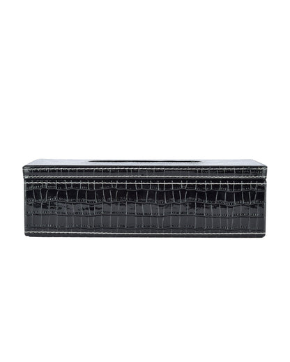 Stylish Rectangle Croc Pattern Faux Leather Tissue Box | 11 x 5 x 3 inches