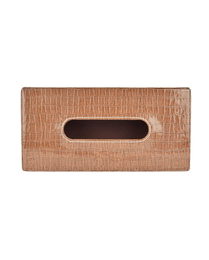 Stylish Rectangle Croc Pattern Faux Leather Tissue Box | 11 x 5 x 3 inches