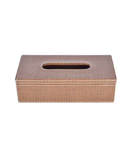 Stylish Rectangle Croc Pattern Faux Leather Tissue Box | 11 x 5 x 3 inches