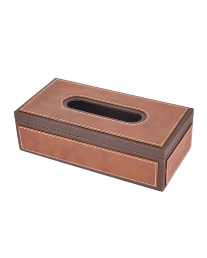 Stylish Rectangle Two Tone Faux Leather Tissue Box | 10 x 6 x 3 inches