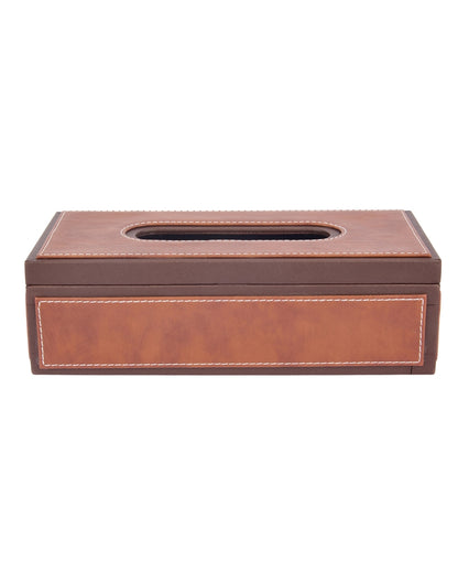 Stylish Rectangle Two Tone Faux Leather Tissue Box | 10 x 6 x 3 inches