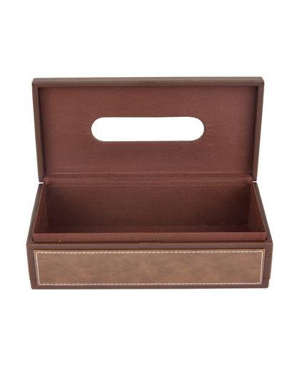 Stylish Rectangle Two Tone Faux Leather Tissue Box | 11 x 5 x 3 inches