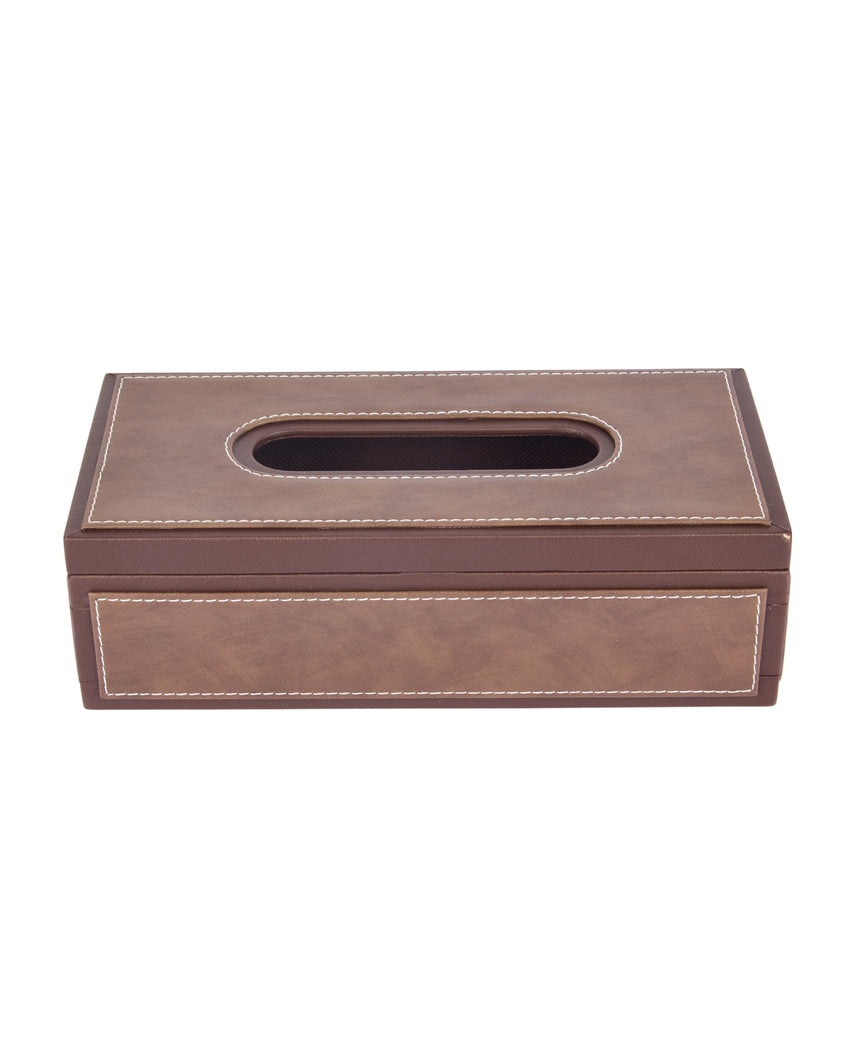 Stylish Rectangle Two Tone Faux Leather Tissue Box | 11 x 5 x 3 inches