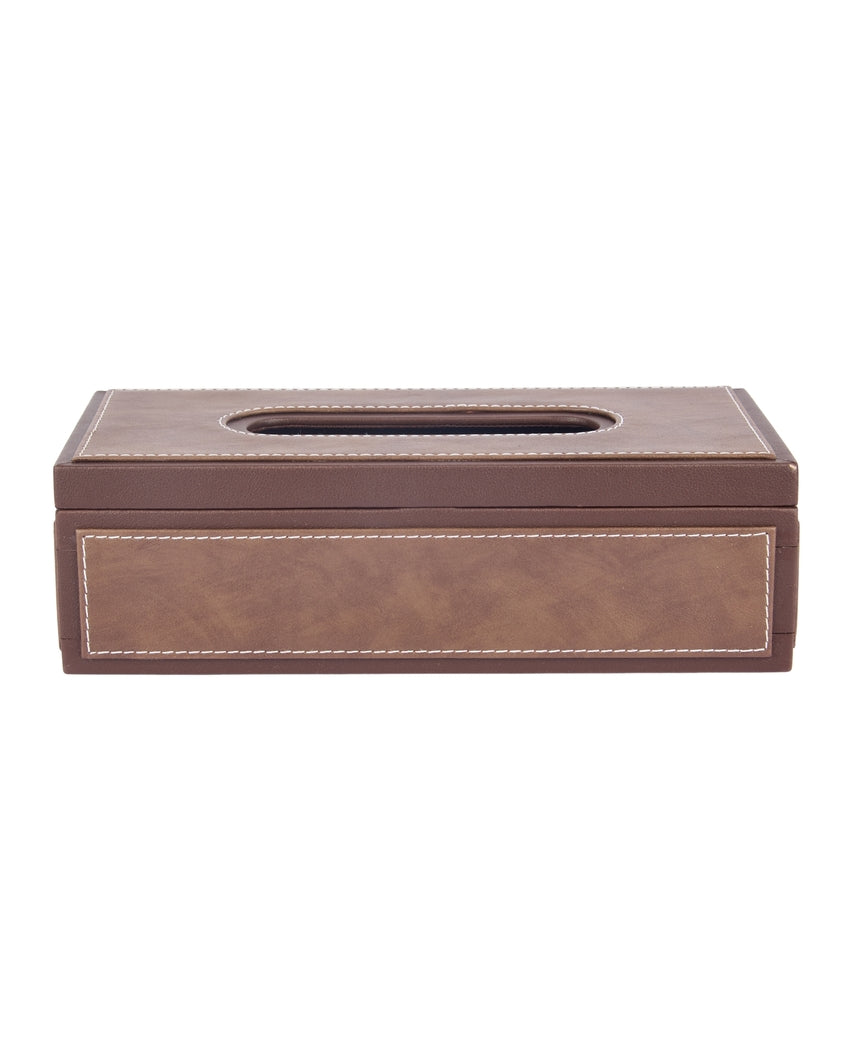 Stylish Rectangle Two Tone Faux Leather Tissue Box | 11 x 5 x 3 inches