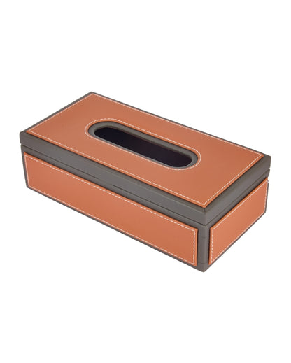 Stylish Rectangle Two Tone Faux Leather Tissue Box | 11 x 5 x 3 inches