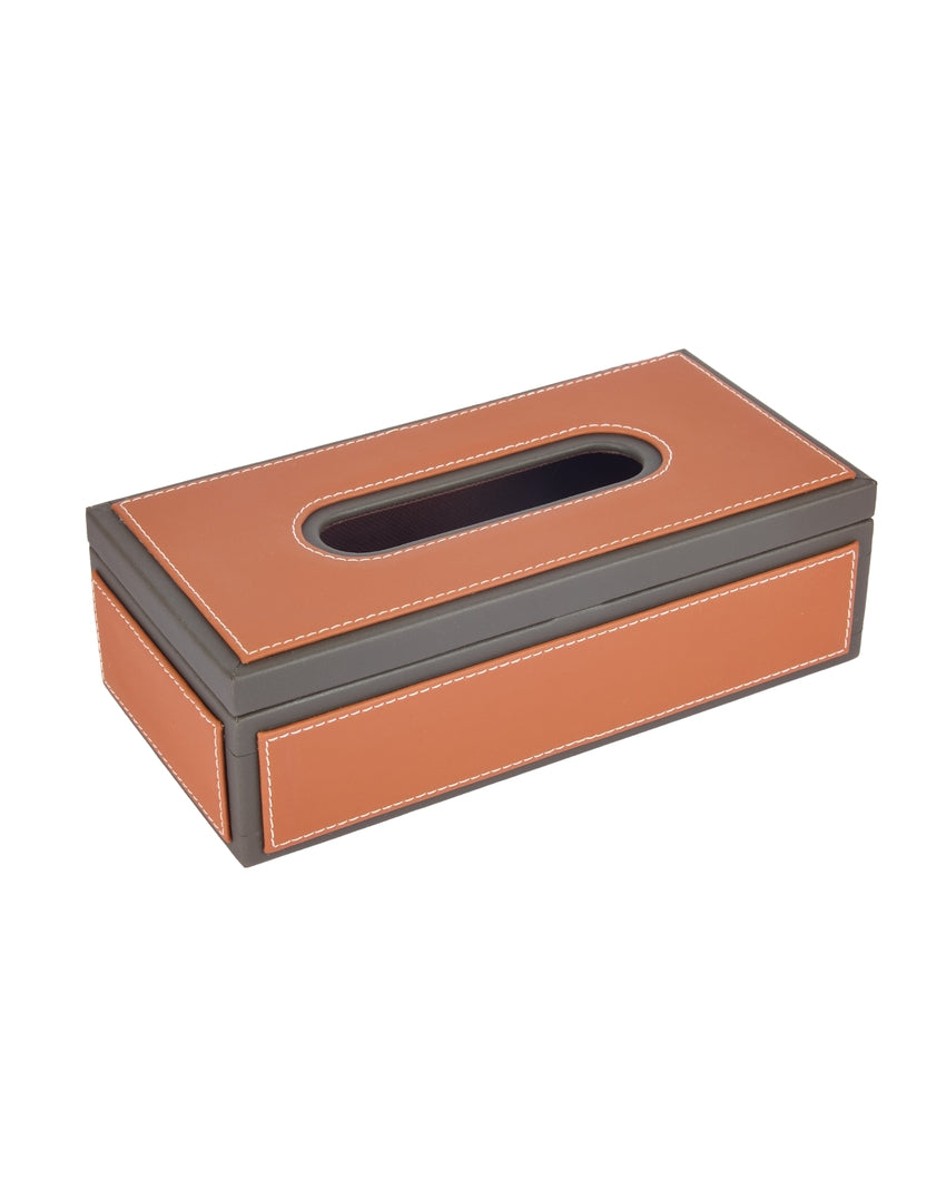 Stylish Rectangle Two Tone Faux Leather Tissue Box | 11 x 5 x 3 inches