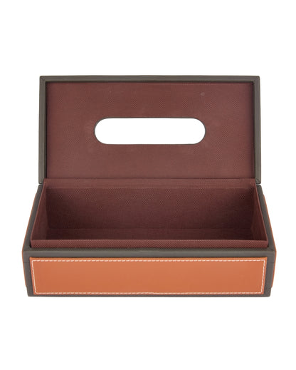 Stylish Rectangle Two Tone Faux Leather Tissue Box | 11 x 5 x 3 inches