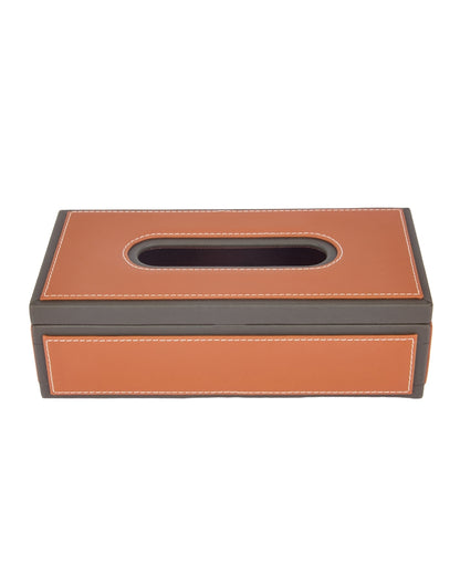 Stylish Rectangle Two Tone Faux Leather Tissue Box | 11 x 5 x 3 inches