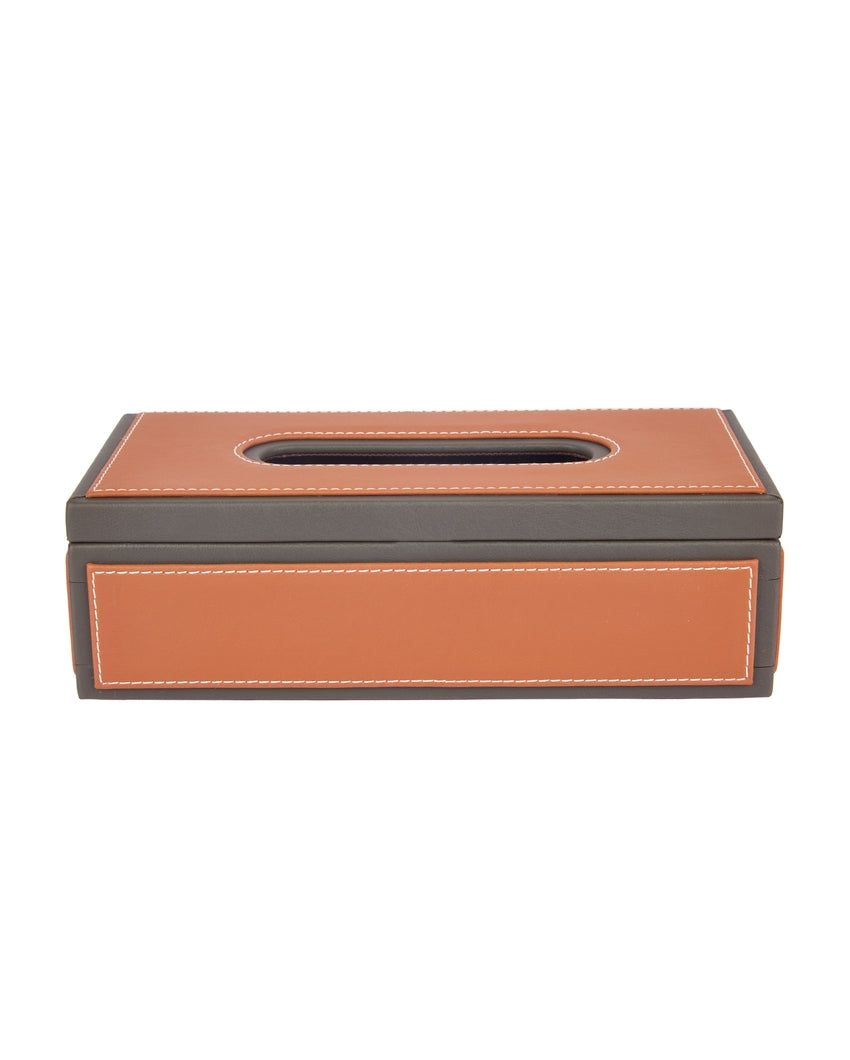 Stylish Rectangle Two Tone Faux Leather Tissue Box | 11 x 5 x 3 inches