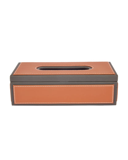 Stylish Rectangle Two Tone Faux Leather Tissue Box | 11 x 5 x 3 inches