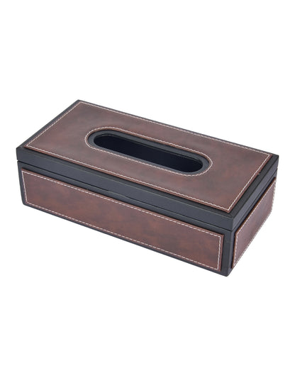 Stylish Rectangle Two Tone Faux Leather Tissue Box | 11 x 5 x 3 inches