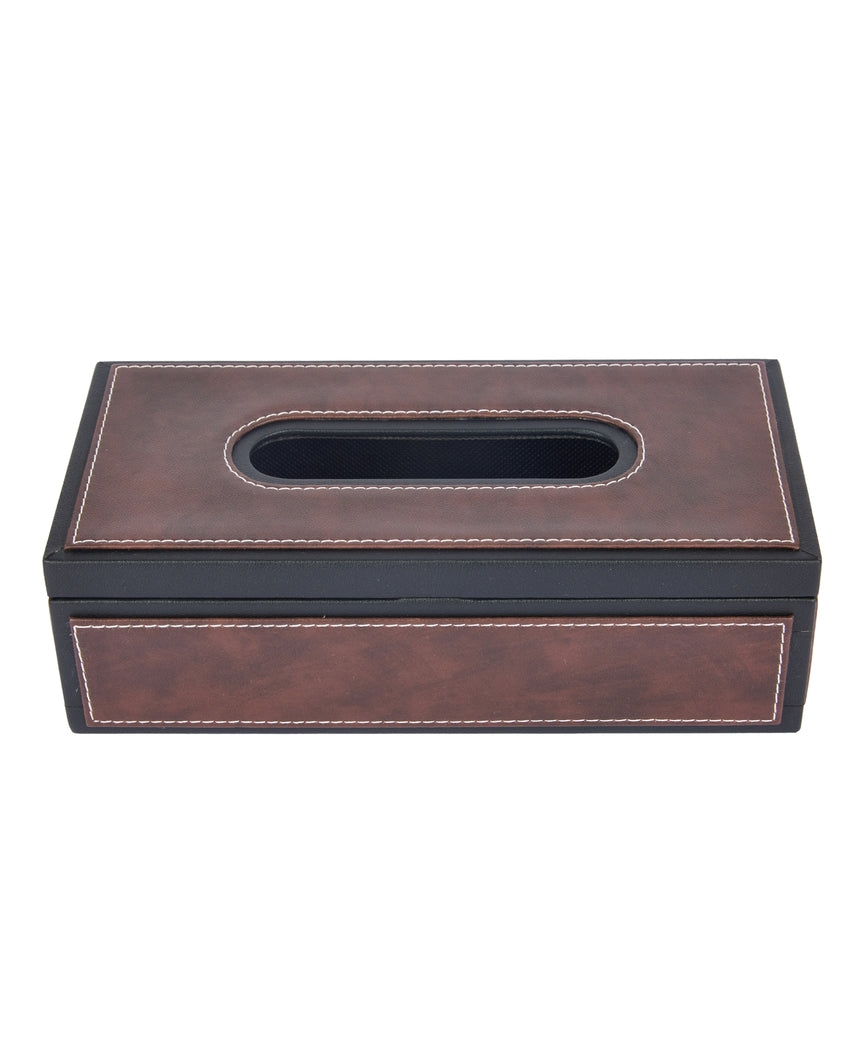 Stylish Rectangle Two Tone Faux Leather Tissue Box | 11 x 5 x 3 inches