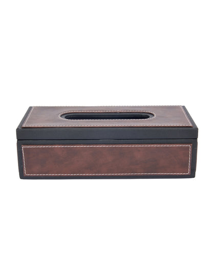 Stylish Rectangle Two Tone Faux Leather Tissue Box | 11 x 5 x 3 inches