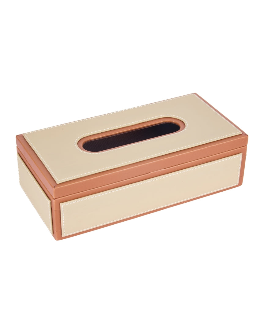 Stylish Rectangle Two Tone Faux Leather Tissue Box | 11 x 5 x 3 inches