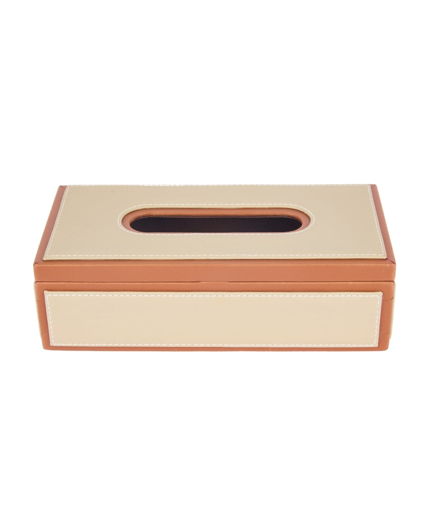 Stylish Rectangle Two Tone Faux Leather Tissue Box | 11 x 5 x 3 inches