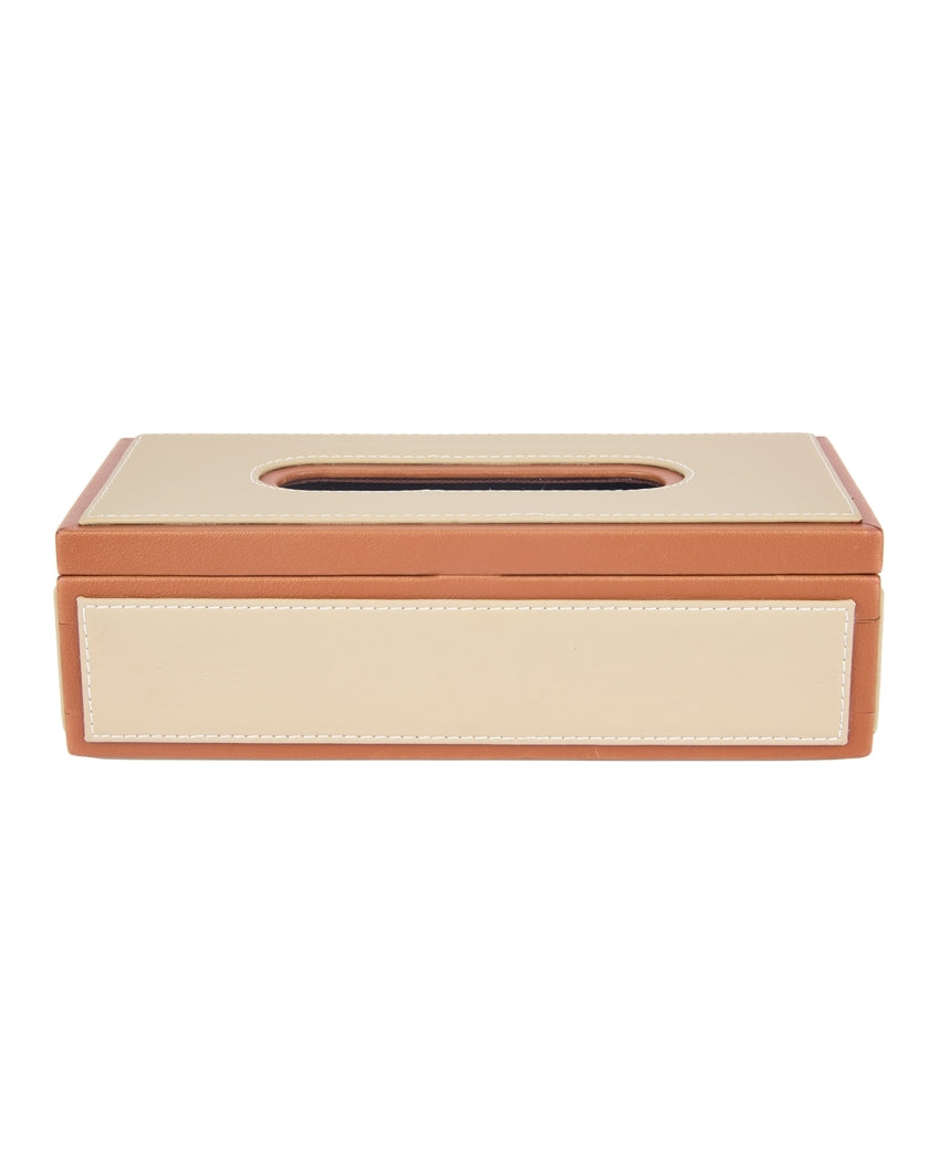 Stylish Rectangle Two Tone Faux Leather Tissue Box | 11 x 5 x 3 inches