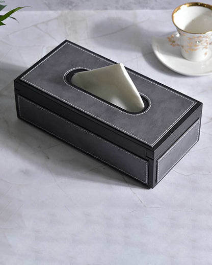 Stylish Rectangle Two Tone Faux Leather Tissue Box | 11 x 5 x 3 inches