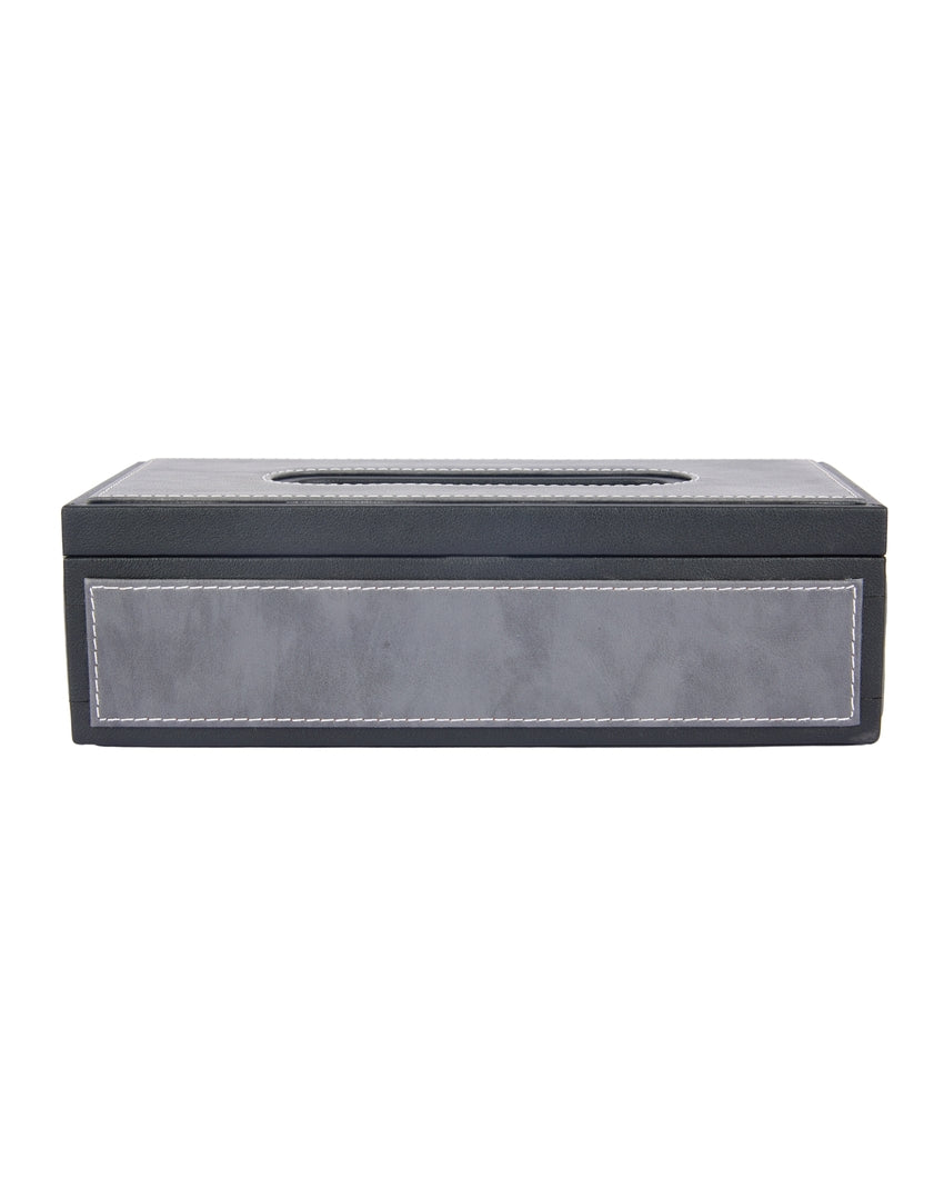 Stylish Rectangle Two Tone Faux Leather Tissue Box | 11 x 5 x 3 inches