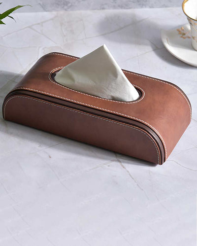 Stylish Curve Two Tone Faux Leather Tissue Box | 10 x 5 x 3 inches