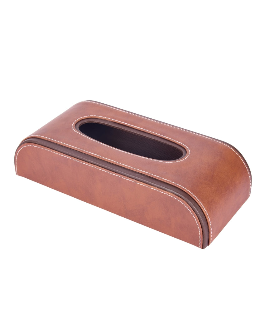 Stylish Curve Two Tone Faux Leather Tissue Box | 10 x 5 x 3 inches