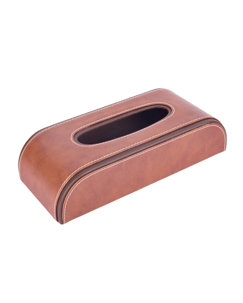 Stylish Curve Two Tone Faux Leather Tissue Box | 10 x 5 x 3 inches