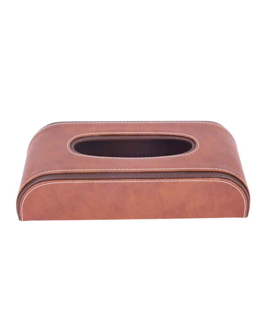 Stylish Curve Two Tone Faux Leather Tissue Box | 10 x 5 x 3 inches