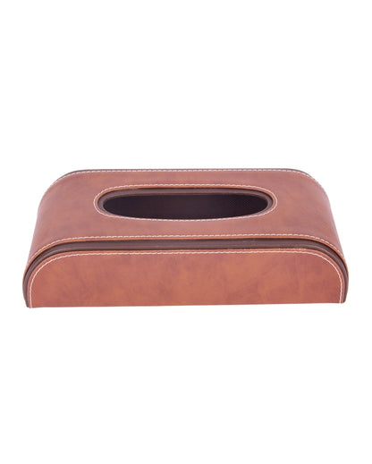 Stylish Curve Two Tone Faux Leather Tissue Box | 10 x 5 x 3 inches