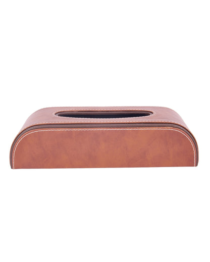 Stylish Curve Two Tone Faux Leather Tissue Box | 10 x 5 x 3 inches